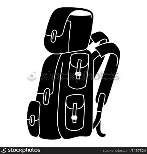 Tourist backpack icon. Simple illustration of tourist backpack vector icon for web design isolated on white background. Tourist backpack icon, simple style