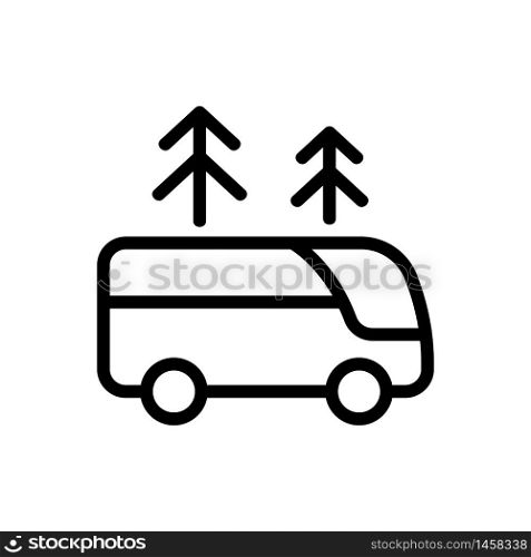 tourist bus among forest icon vector. tourist bus among forest sign. isolated contour symbol illustration. tourist bus among forest icon vector outline illustration