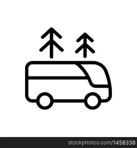 tourist bus among forest icon vector. tourist bus among forest sign. isolated contour symbol illustration. tourist bus among forest icon vector outline illustration