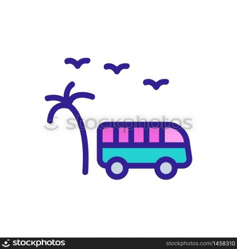 tourist bus among palm trees icon vector. tourist bus among palm trees sign. color symbol illustration. tourist bus among palm trees icon vector outline illustration