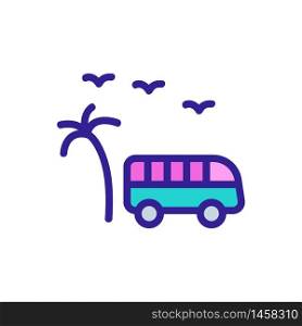 tourist bus among palm trees icon vector. tourist bus among palm trees sign. color symbol illustration. tourist bus among palm trees icon vector outline illustration