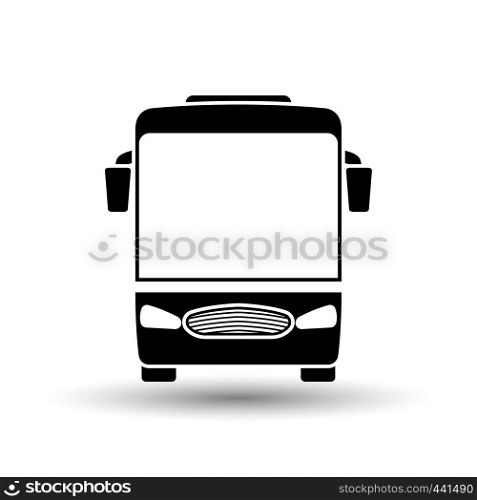 Tourist bus icon front view. Black on White Background With Shadow. Vector Illustration.