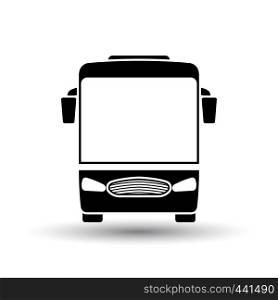 Tourist bus icon front view. Black on White Background With Shadow. Vector Illustration.