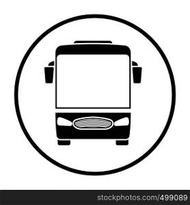 Tourist bus icon front view. Thin Circle Stencil Design. Vector Illustration.