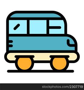 Tourist bus icon. Outline tourist bus vector icon color flat isolated. Tourist bus icon color outline vector