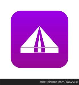 Tourist camping tent icon digital purple for any design isolated on white vector illustration. Tourist camping tent icon digital purple