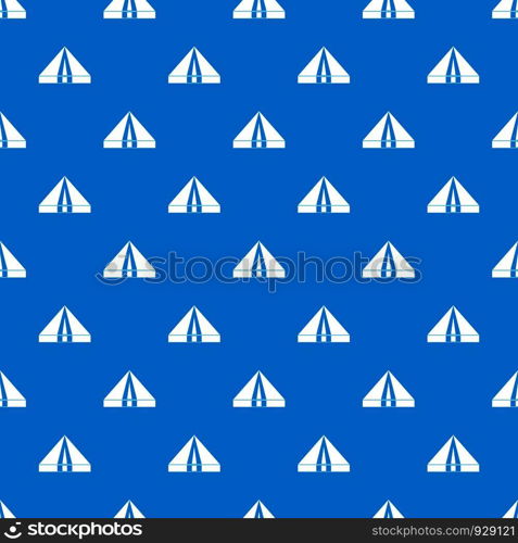 Tourist camping tent pattern repeat seamless in blue color for any design. Vector geometric illustration. Tourist camping tent pattern seamless blue