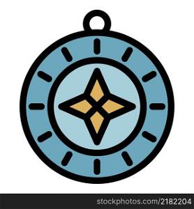 Tourist compass icon. Outline tourist compass vector icon color flat isolated. Tourist compass icon color outline vector