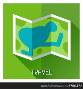 Tourist creative illustration of map in flat style. Tourist creative illustration of map in flat style.