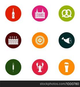 Tourist food icons set. Flat set of 9 tourist food vector icons for web isolated on white background. Tourist food icons set, flat style