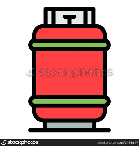 Tourist gas bottle icon. Outline tourist gas bottle vector icon color flat isolated. Tourist gas bottle icon color outline vector