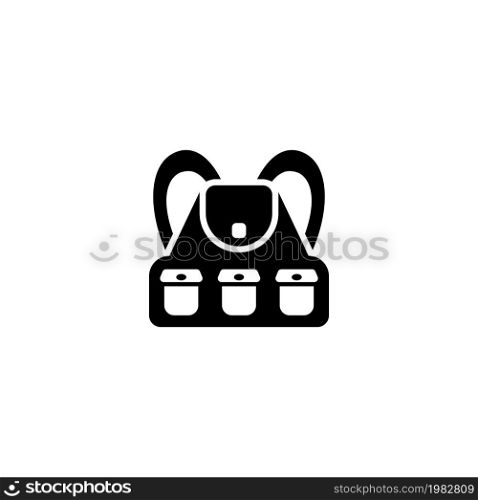 Tourist Hiking Backpack. Flat Vector Icon. Simple black symbol on white background. Tourist Hiking Backpack Flat Vector Icon