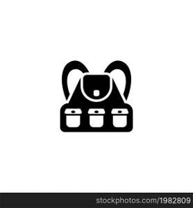 Tourist Hiking Backpack. Flat Vector Icon. Simple black symbol on white background. Tourist Hiking Backpack Flat Vector Icon