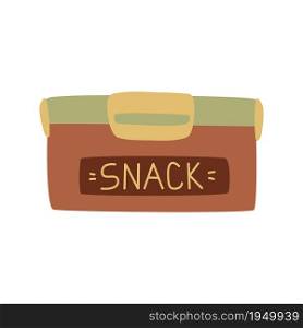 Tourist plastic container for snack and food sketch. Hiking item. Vector illustration