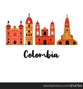 Tourist poster with famous destination of Colombia. For banners, posters, web pages travel guides. Tourist poster with famous destination of Colombia