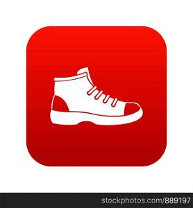 Tourist shoe icon digital red for any design isolated on white vector illustration. Tourist shoe icon digital red