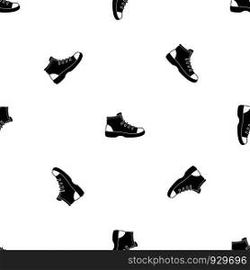 Tourist shoe pattern repeat seamless in black color for any design. Vector geometric illustration. Tourist shoe pattern seamless black