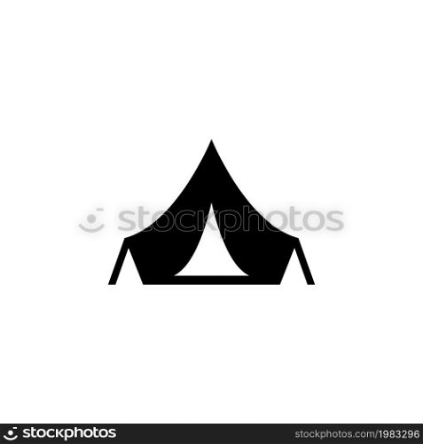 Tourist Tent, Adventure Hiking Equipment. Flat Vector Icon illustration. Simple black symbol on white background. Tourist Tent, Adventure Equipment sign design template for web and mobile UI element. Tourist Tent, Adventure Hiking Equipment. Flat Vector Icon illustration. Simple black symbol on white background. Tourist Tent, Adventure Equipment sign design template for web and mobile UI element.