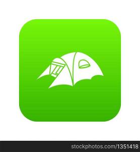 Tourist tent icon green vector isolated on white background. Tourist tent icon green vector