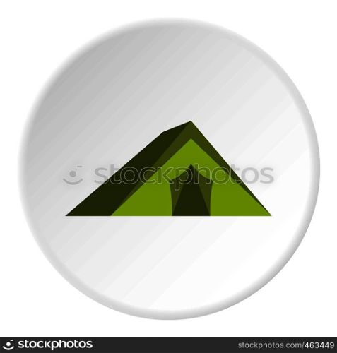 Tourist tent icon in flat circle isolated vector illustration for web. Tourist tent icon circle