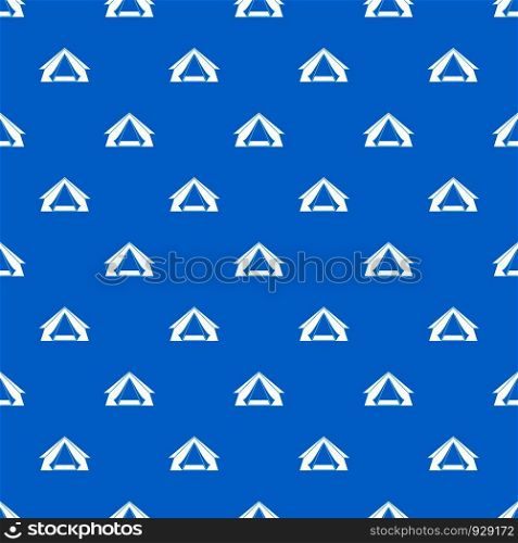 Tourist tent pattern repeat seamless in blue color for any design. Vector geometric illustration. Tourist tent pattern seamless blue