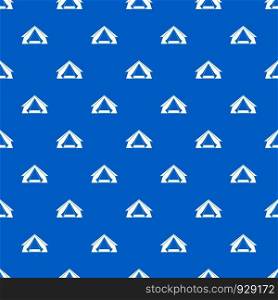 Tourist tent pattern repeat seamless in blue color for any design. Vector geometric illustration. Tourist tent pattern seamless blue