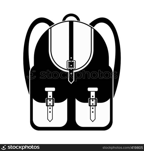 Touristic backpack black simple icon isolated on white background. Touristic backpack black simple icon