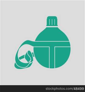 Touristic flask icon. Gray background with green. Vector illustration.