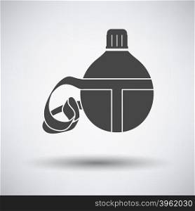 Touristic flask icon on gray background with round shadow. Vector illustration.
