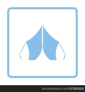Touristic tent icon. Blue frame design. Vector illustration.