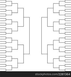 Tournament bracket. Basketball or football team in bracket tournament. Blank template for sport. 16 teams in tourney. Ch&ionship with playoff, final. Mockup of games. Vector.