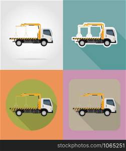 tow truck for transportation faults and emergency cars flat icons vector illustration isolated on background