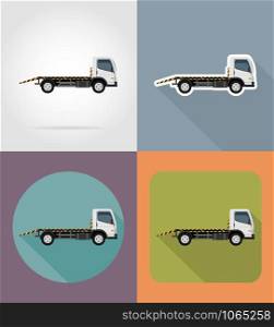 tow truck for transportation faults and emergency cars flat icons vector illustration isolated on background