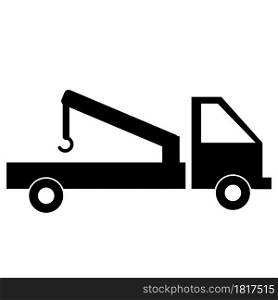 tow truck icon on white background. construction machine sign. wrecker truck symbol. flat style.