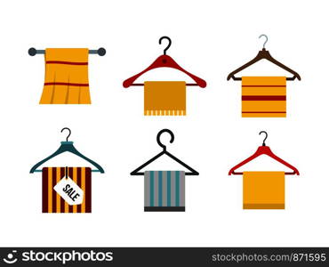 Towel icon set. Flat set of towel vector icons for web design isolated on white background. Towel icon set, flat style