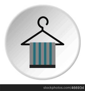 Towel on hanger icon in flat circle isolated vector illustration for web. Towel on hanger icon circle