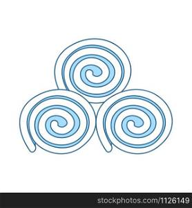 Towel Rolls Icon. Thin Line With Blue Fill Design. Vector Illustration.
