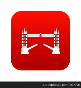 Tower bridge icon digital red for any design isolated on white vector illustration. Tower bridge icon digital red
