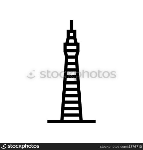 tower building line icon vector. tower building sign. isolated contour symbol black illustration. tower building line icon vector illustration