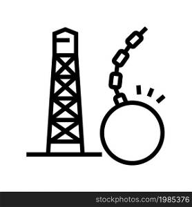 tower demolitions line icon vector. tower demolitions sign. isolated contour symbol black illustration. tower demolitions line icon vector illustration