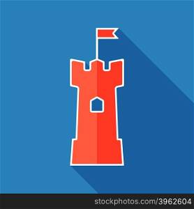 Tower flat icon. Castle tower symbol. Vector illustration. Tower flat icon