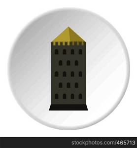 Tower icon in flat circle isolated on white background vector illustration for web. Tower icon circle