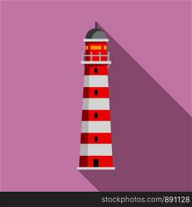 Tower lighthouse icon. Flat illustration of tower lighthouse vector icon for web design. Tower lighthouse icon, flat style