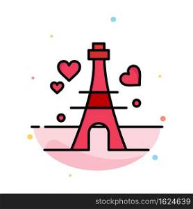 Tower, Love, Heart, Wedding Abstract Flat Color Icon Template