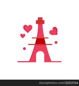 Tower, Love, Heart, Wedding Flat Color Icon. Vector icon banner Template