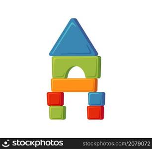 Tower of children toy blocks. Multicolored kids bricks for building and playing. Education toys for preschool kids for early childhood development. Vector illustrations on white background.. Tower of children toy blocks. Multicolored kids bricks for building and playing. Education toys for preschool kids for early childhood development. Vector illustrations on white background