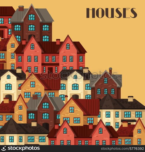 Town background design with cottages and houses.. Town background design with cottages and houses