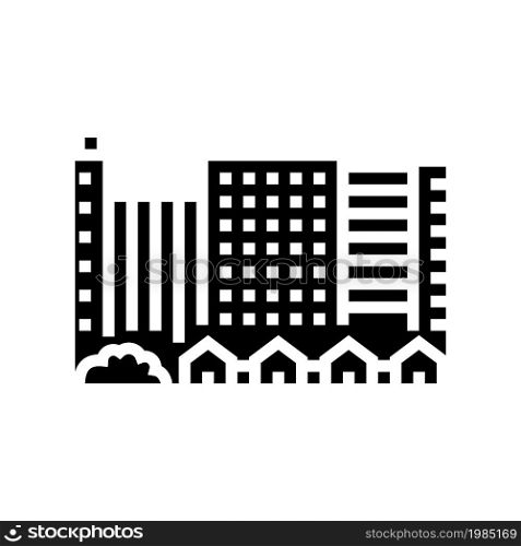 town city buildings and houses glyph icon vector. town city buildings and houses sign. isolated contour symbol black illustration. town city buildings and houses glyph icon vector illustration
