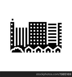 town city buildings and houses glyph icon vector. town city buildings and houses sign. isolated contour symbol black illustration. town city buildings and houses glyph icon vector illustration