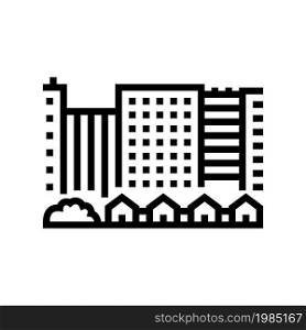 town city buildings and houses line icon vector. town city buildings and houses sign. isolated contour symbol black illustration. town city buildings and houses line icon vector illustration
